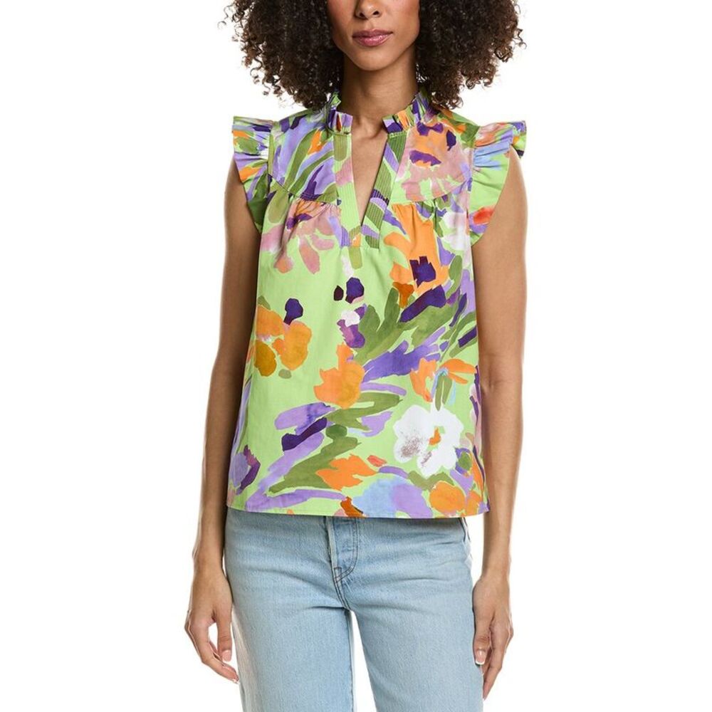 Tyler Böe Womens  Piper Linen-Blend Top, Green